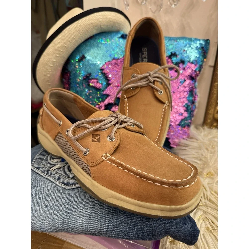 Sperry A/O 2-Eye Leather Boat Shoes Brown Men's 8.5 Authentic Original